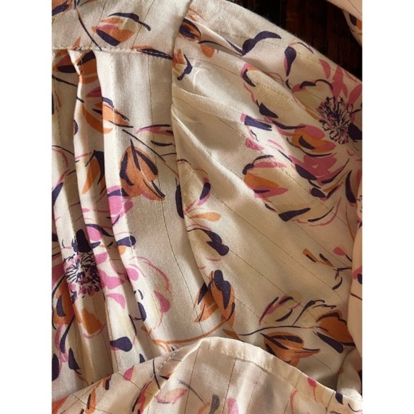 Womens Gorgeous Floral Long sleeve Drawstring waist Top Size M - Picture 4 of 10